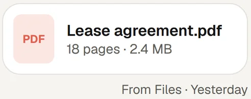A saved lease agreement PDF, 18 pages