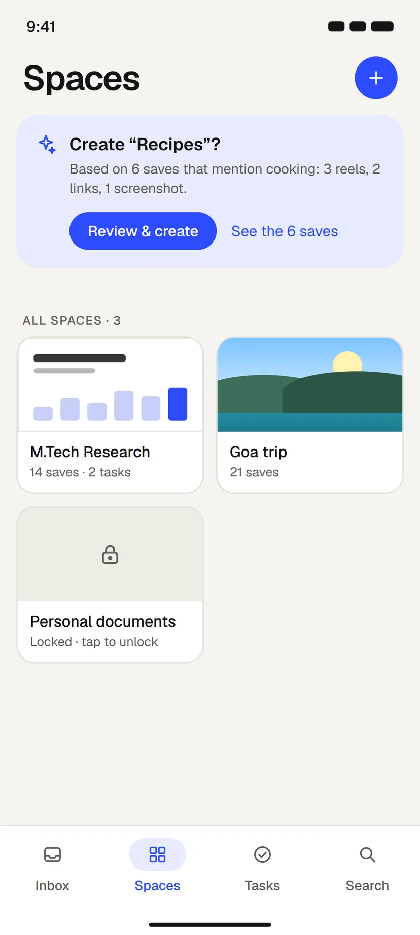 tucck spaces: Recipes, M.Tech Research, Goa trip, and a locked space